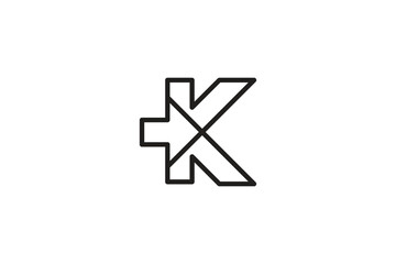 letter K and arrow logo