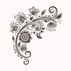 Flower sketch and tree vector shapes designs