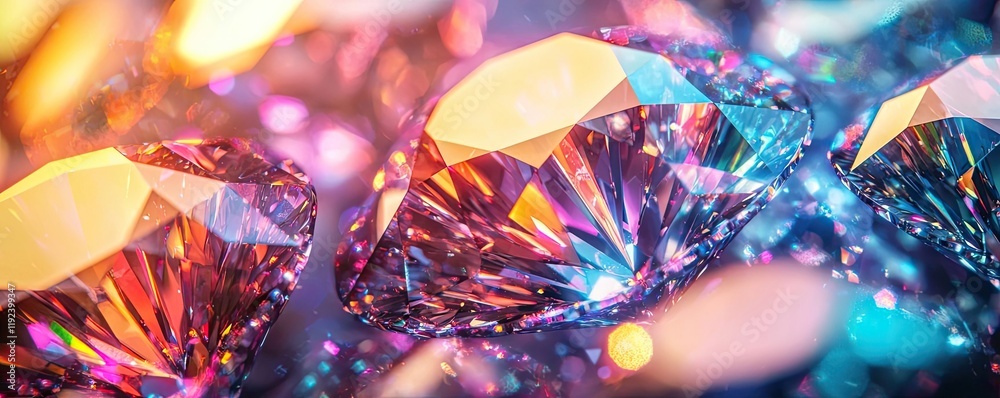 Poster vivid gradient concept. vibrant and colorful diamonds sparkling with gem-like brilliance and intrica