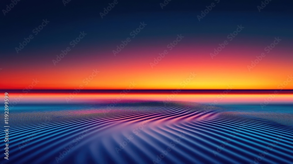 Poster vivid gradient concept. vibrant sunset over ocean waves with dramatic colors and flowing patterns.
