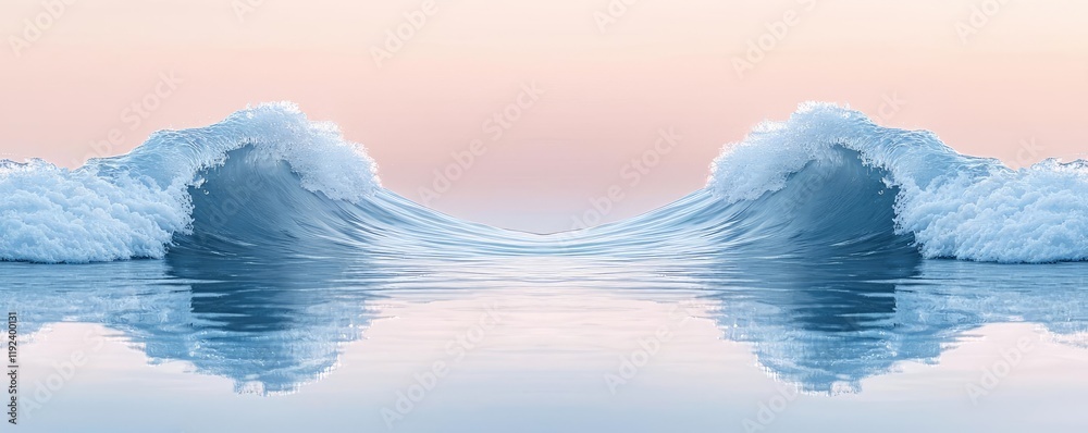 Aufkleber symmetry gradient concept. serene ocean waves gently lap against a tranquil mirrored surface at suns