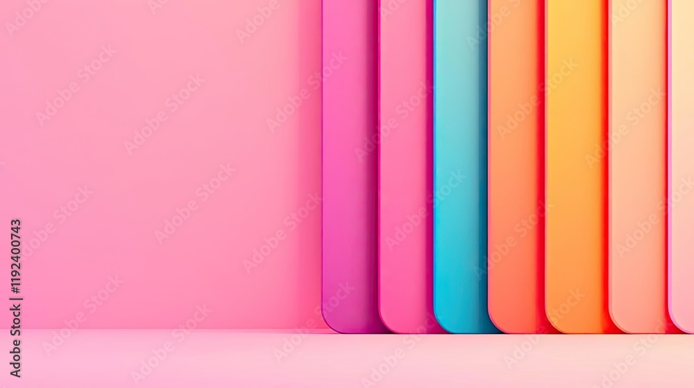 Aufkleber vivid gradient concept. vibrant colored panels on a soft pink background create a modern abstract de