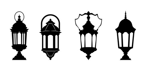 Set of Vintage Lantern Silhouettes – Perfect for Ramadan and Festive Themes