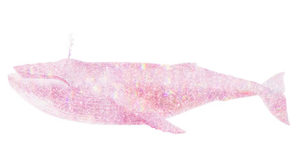 Pink holographic humpback whale  design element