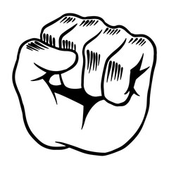 Cool pop art fist sticker with a white border design element