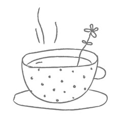 Cute polka dot coffee cup doodle style illustration