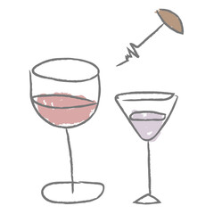 Doodle wine glasses design element