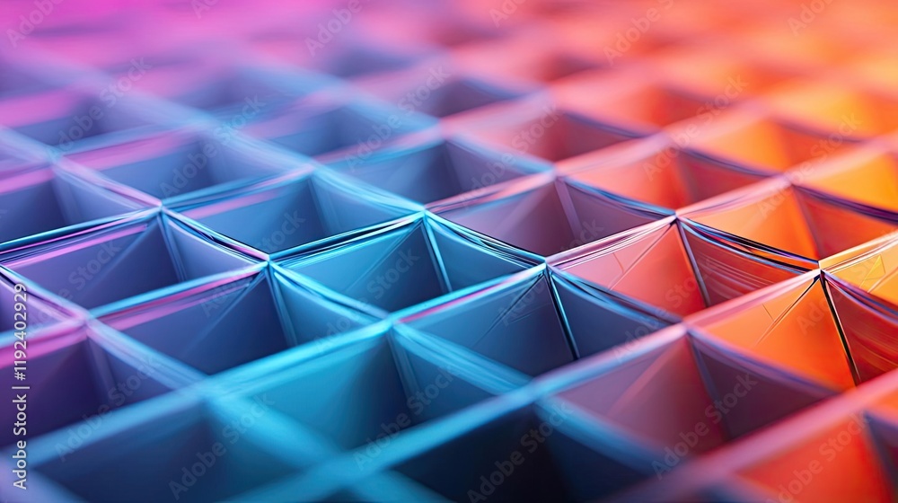 Poster Vivid gradient concept. Colorful geometric pattern with a 3D effect, creating a vibrant visual texture.