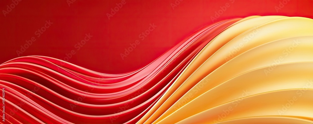 Poster vivid gradient concept. abstract waves in vibrant red and yellow tones create a visually striking ba