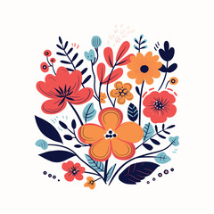 Flower sketch and tree vector shapes designs