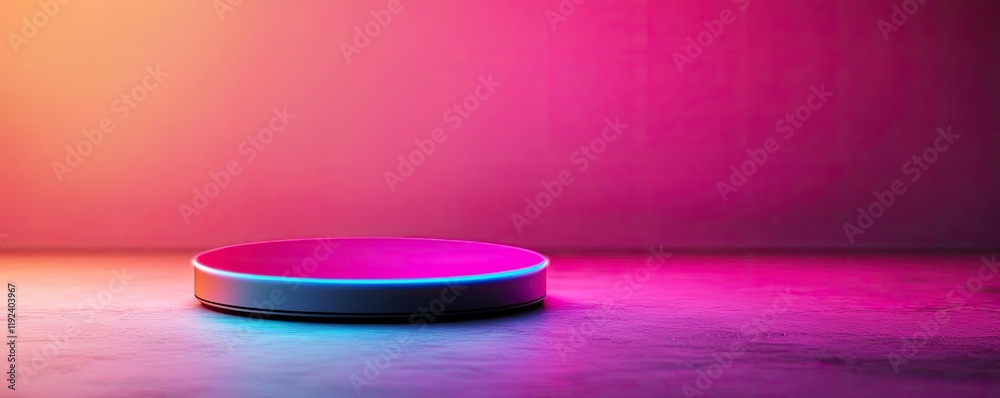 Poster vivid gradient concept. a vibrant illuminated platform against a colorful backdrop, ideal for showca