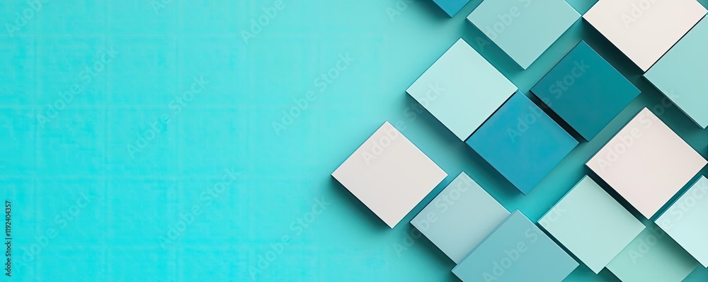 Poster vivid gradient concept. stylish geometric abstract background with cubes in soothing teal tones.