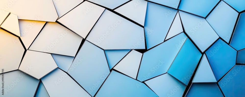 Poster symmetry gradient concept. abstract geometric pattern in shades of blue with interesting shapes and 