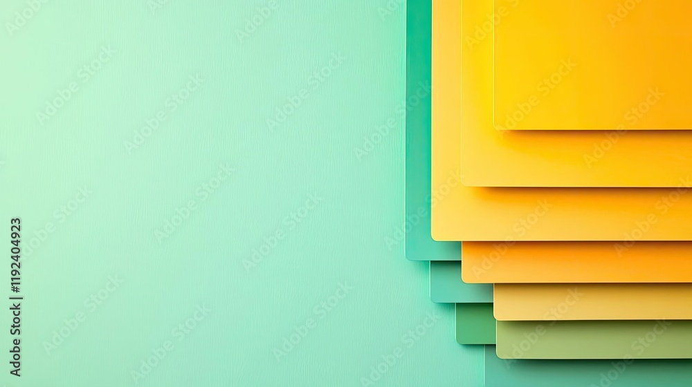 Aufkleber Symmetry gradient concept. Vibrant layered paper sheets creating depth and color against a subtle background.