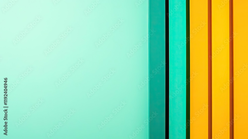 Poster Symmetry gradient concept. A vibrant abstract background with teal and orange vertical lines inviting creativity.