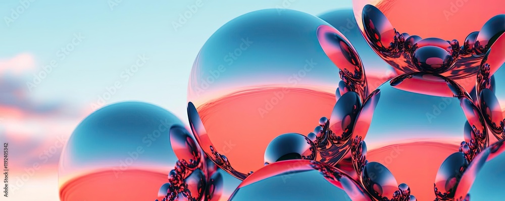 Poster Symmetry gradient concept. An abstract representation of molecular structures with vibrant colors and details.