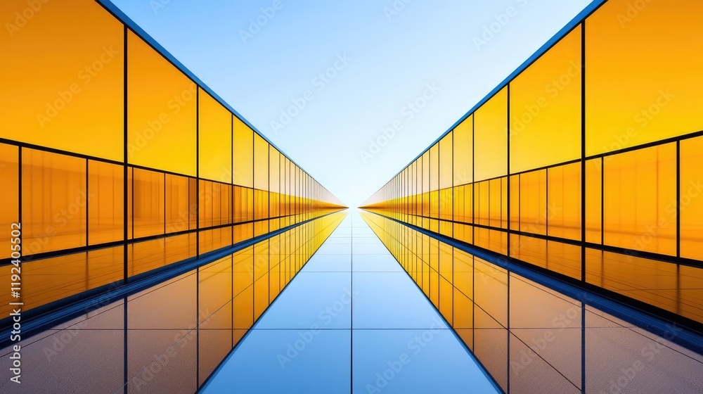 Poster Minimal symmetry idea. Abstract view of modern architecture showcasing vibrant colors and symmetrical lines.
