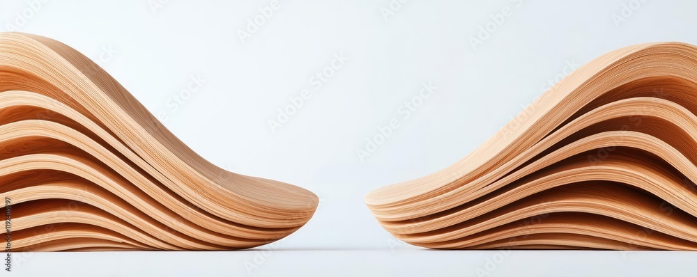 Poster symmetry gradient concept. stylish wooden waves showcasing modern design and craftsmanship in a mini