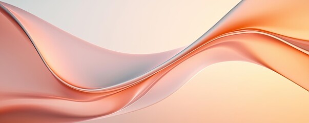 Fototapeta premium Symmetry gradient concept. Abstract flowing waves in soft pink and orange hues create a serene and modern design.