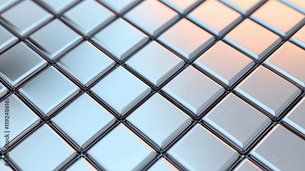 Aufkleber symmetry gradient concept. a detailed close-up of reflective metallic tiles creating an interesting 