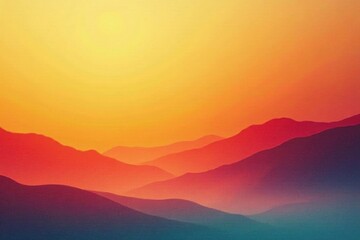 Obraz premium Serene Sunset Over Rolling Hills, a Vibrant Display of Warm Hues and Gradual Color Transitions Creating a Peaceful and Tranquil Atmosphere