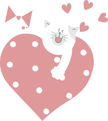 cute and lovely cat with heart and love letter, happy valentine's day, love concept, flat png illustration cartoon character costume design