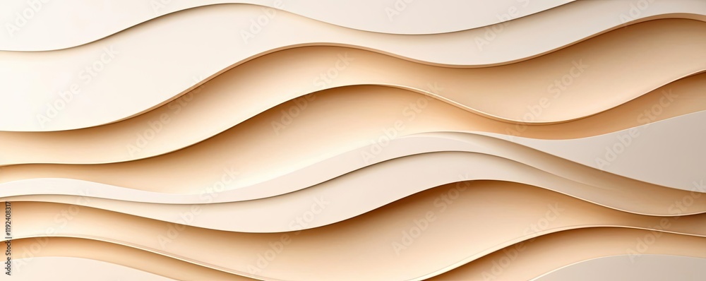 Poster symmetry gradient concept. abstract wavy layers in soothing beige tones create a modern design for b