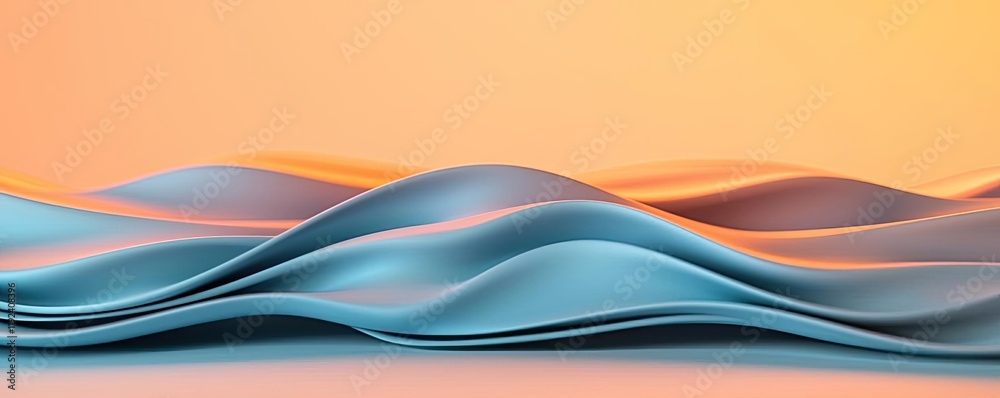 Poster Symmetry gradient concept. Abstract waves of blue and orange, creating a soothing visual flow.