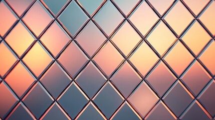 Fototapeta premium Symmetry gradient concept. A colorful geometric pattern with diamond shapes reflecting light and color variations.