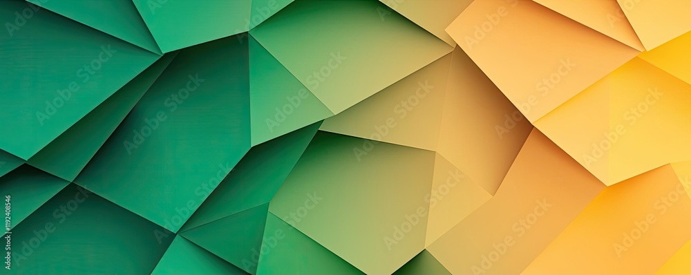 Poster Symmetry gradient concept. Colorful abstract geometric pattern with green and yellow tones for design projects.