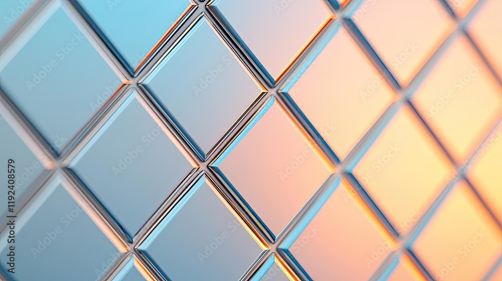 Poster symmetry gradient concept. abstract close-up of colorful diamond-shaped glass tiles reflecting light