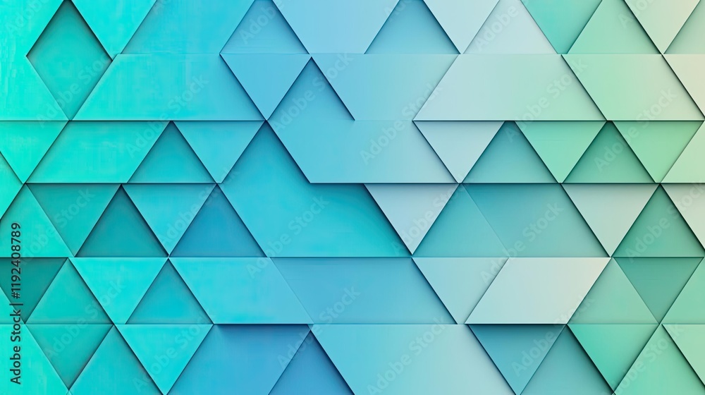 Poster symmetry gradient concept. modern geometric pattern with teal triangles and gradient shades for crea