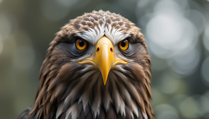 Fototapeta premium Intense Gaze: A Portrait of a Majestic Eagle's Powerful Stare