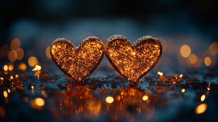 Fototapeta premium Bright hearts sparkling together for a romantic Valentine's Day celebration