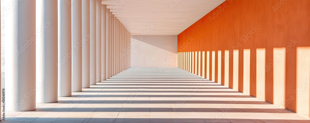 Poster Minimal symmetry idea. A modern architectural space featuring a symmetrical design with bold color contrasts.