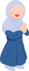 Illustration of a girl greeting on Eid al-Fitr