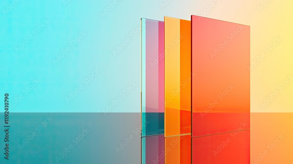 Aufkleber symmetry gradient concept. colorful transparent panels reflecting light and casting vibrant shadows 