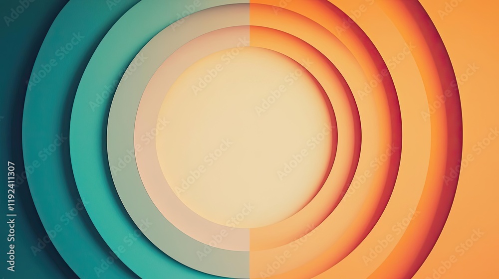 Poster symmetry gradient concept. colorful concentric circles create a vibrant, modern abstract design.