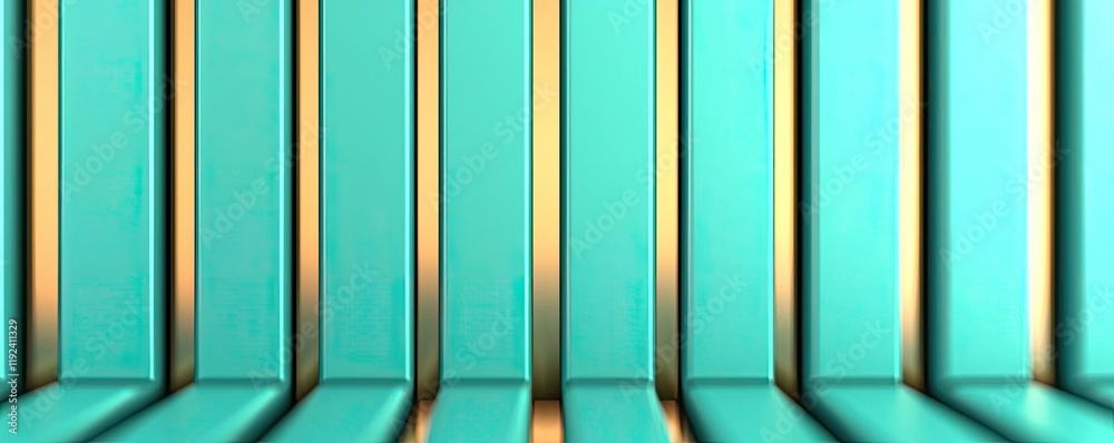 Poster symmetry gradient concept. abstract geometric background with turquoise and gold stripes for creativ