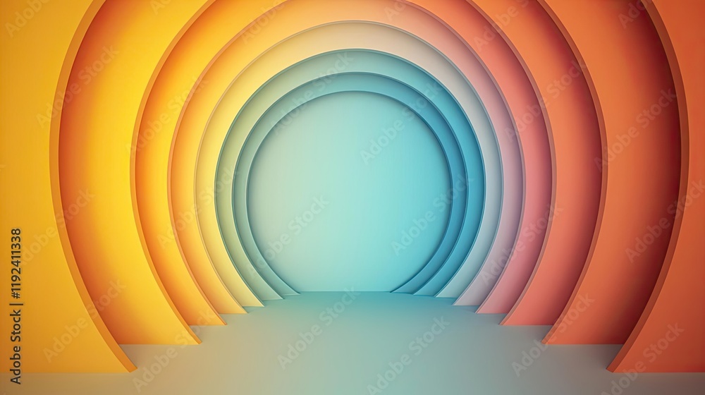 Poster symmetry gradient concept. a colorful abstract design featuring concentric circles in vibrant hues.