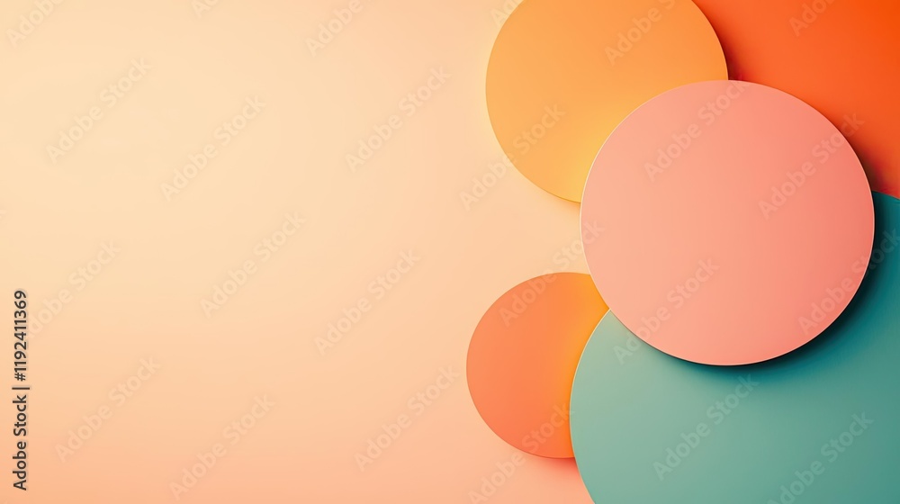 Poster Symmetry gradient concept. Abstract composition of colorful circles on a soft background, perfect for design projects.