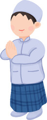 Illustration of a boy giving greetings on Eid al-Fitr