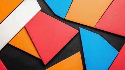 Fototapeta premium Colorful Geometric Shapes on Black Background for Creative Projects