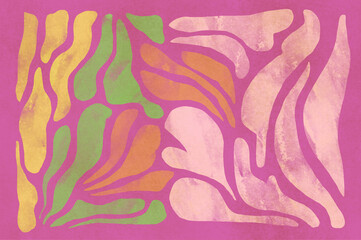 Abstract botanical design with pastel colors and organic shapes