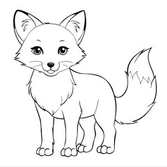 Obraz premium cute fox outline vector 