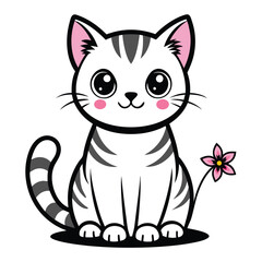 Obraz premium cute cat outline vector 