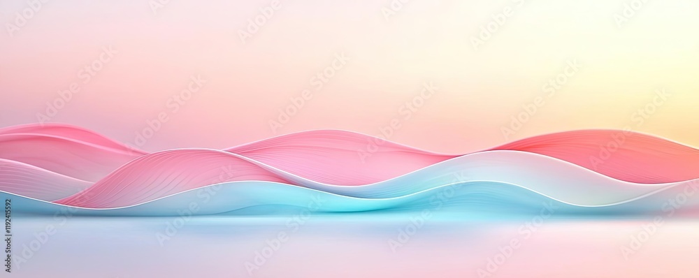 Poster Minimal symmetry idea. Abstract waves in soft pastel colors create a calming visual experience.