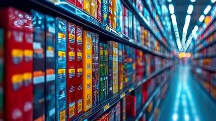 Vibrant Supermarket Aisles: A Colorful Display of Products and Retail Abundance
