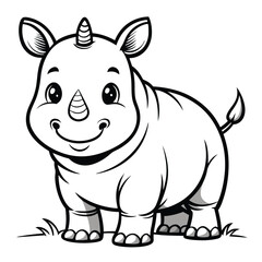 Naklejka premium cute rhinoceros outline vector for kids 