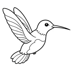 Obraz premium cute hummingbird outline vector for kids 